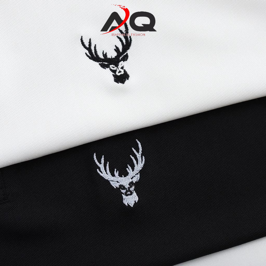 Áo thun Polo nam cá sấu chất cotton thêu sừng hưu cao cấp basic trắng đen