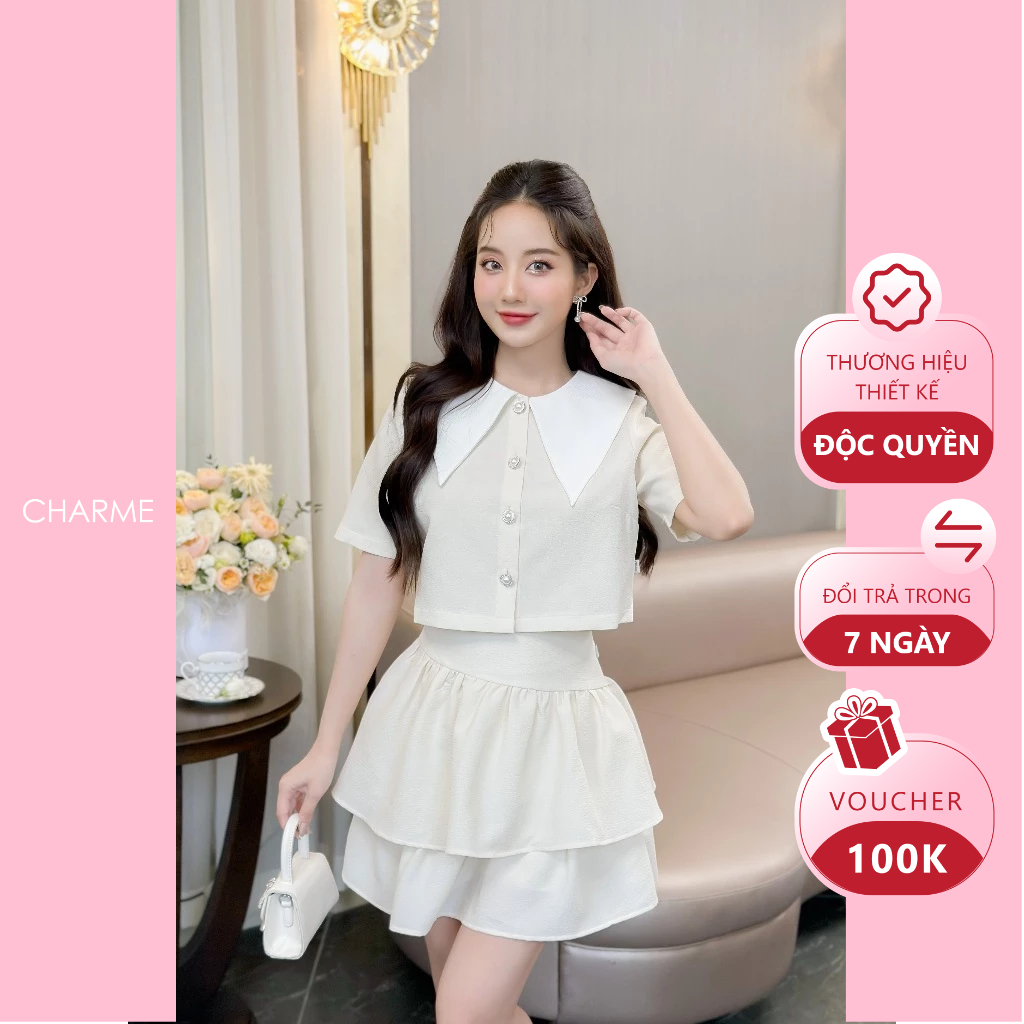 Set đũi nhăn chân váy 2 tầng Charme 308010