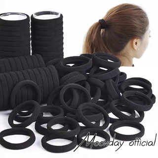 Set 50 dây thun buộc tóc bằng vải cotton co giãn màu đen