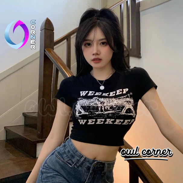Áo Croptop Ôm Body WEEKEEP CỔ TRÒN Đẹp Sexy Nữ, Áo Thun Borip Kiểu Trơn Họa Tiết Thời Trang Hàn Quốc OWL CORNER
