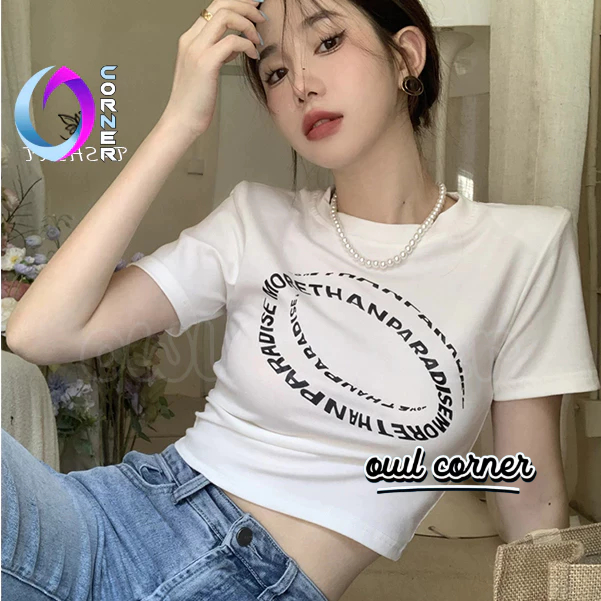 Áo Croptop Ôm Body CHỮ TRÒN Đẹp Sexy Nữ, Áo Thun Chất Borip Kiểu In Họa Tiết Thời Trang Hàn Quốc OWL CORNER