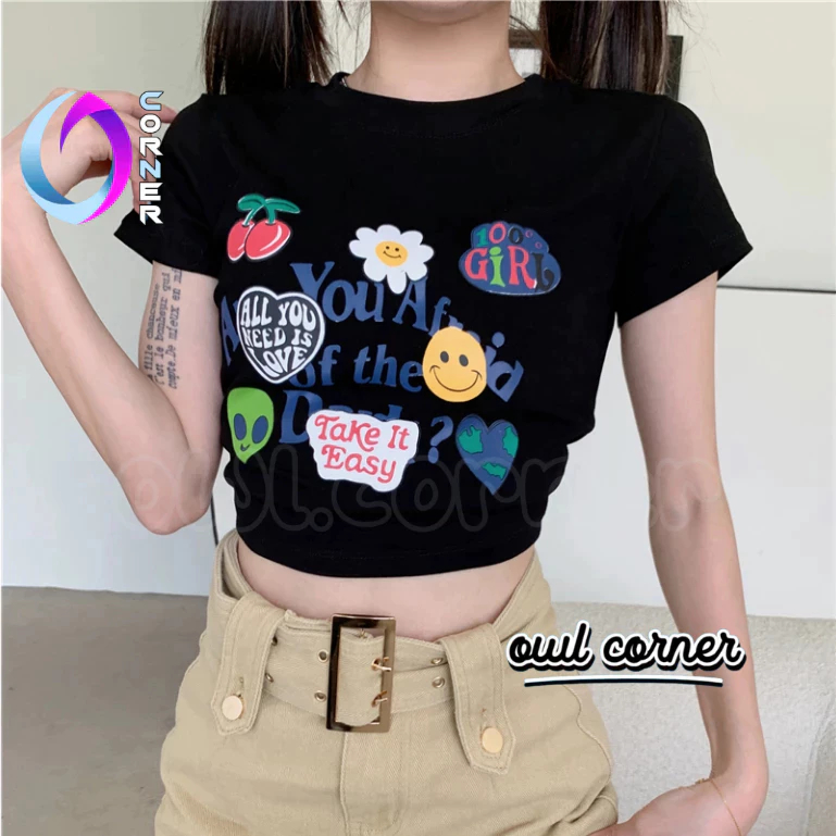 Áo Croptop Ôm Body YOU AFROID Đẹp Sexy Nữ, Áo Thun Chất Borip Kiểu In Họa Tiết Thời Trang Hàn Quốc OWL CORNER