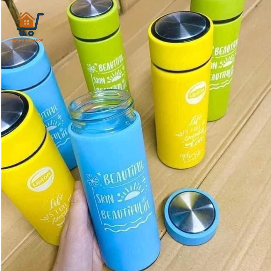Bình Nước Giữ Nhiệt Lõi Thuỷ Tinh Bọc Nhựa 400ml Các Loại - Giữ Nhiệt Đến 3h