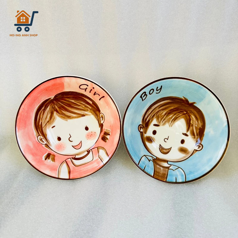 Bộ 2 Tô Sứ Boy Girl Cho Bé - Họa Tiết Xinh Xắn - Tô Decor, Đựng Đồ Ăn