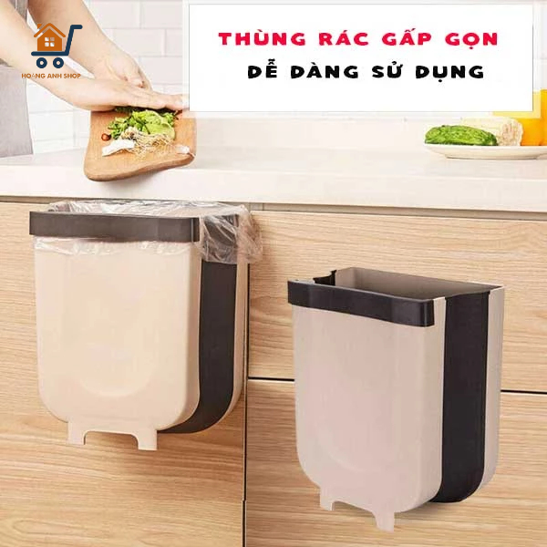 Thùng Rác Gấp Gọn Treo Cạnh Bếp, Xe Hơi Có Ngăn Để Túi Đựng Rác Tiện Lợi, Thông Minh, Tiết Kiệm Không Gian