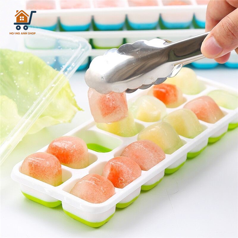 Khay Làm Đá Silicol 14 Viên Có Nắp Đậy Cao Cấp