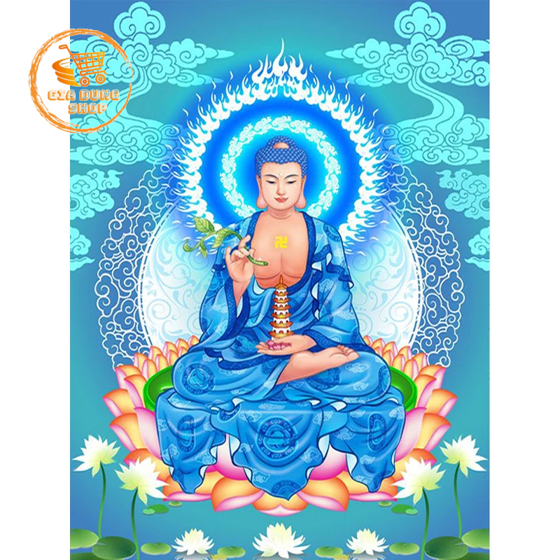 Thiền Tịnh H72 - Tranh Đính Đá 5D Tự Hoàn Thành Kích thước 40x30Cm - Tranh Đính Đá Hình Phật  - Tranh Gắn Đá DIY