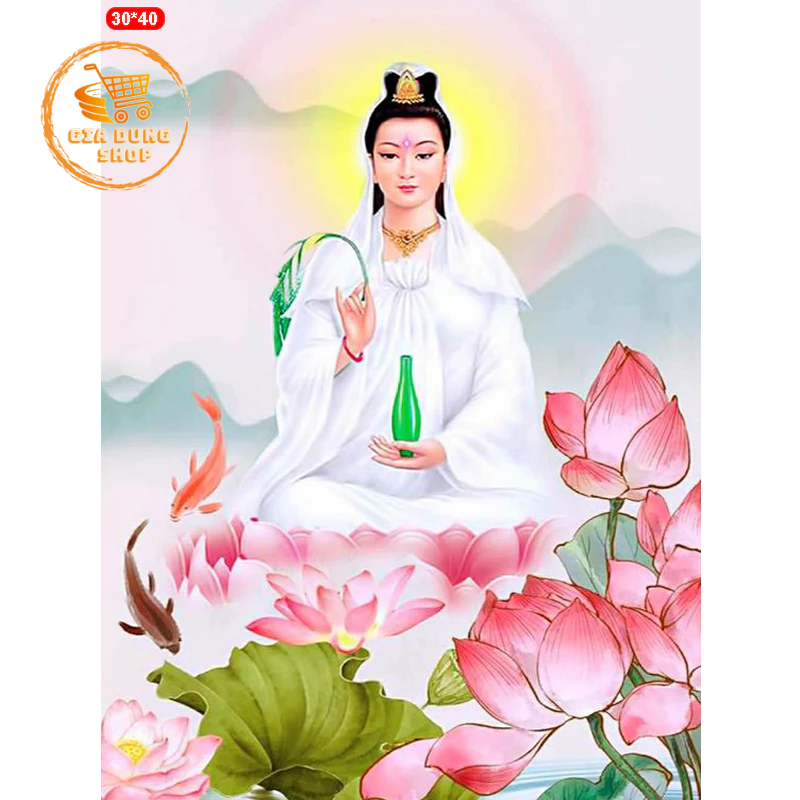 Thiền Tịnh H72 - Tranh Đính Đá 5D Tự Hoàn Thành Kích thước 40x30Cm - Tranh Đính Đá Hình Phật  - Tranh Gắn Đá DIY