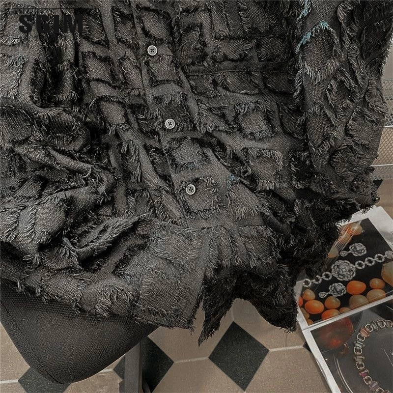 Sơ mi tuarua dài tay Hàn Quốc, sơ mi cotton hoạ tiết caro vân sợi trend 2023 | Sgimstudio