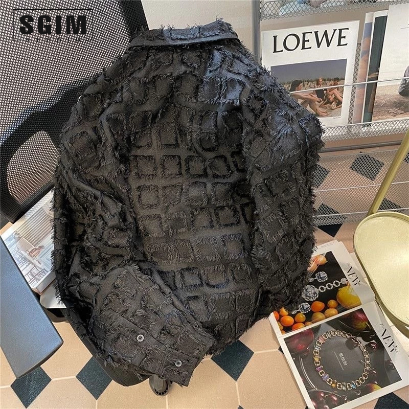 Sơ mi tuarua dài tay Hàn Quốc, sơ mi cotton hoạ tiết caro vân sợi trend 2023 | Sgimstudio