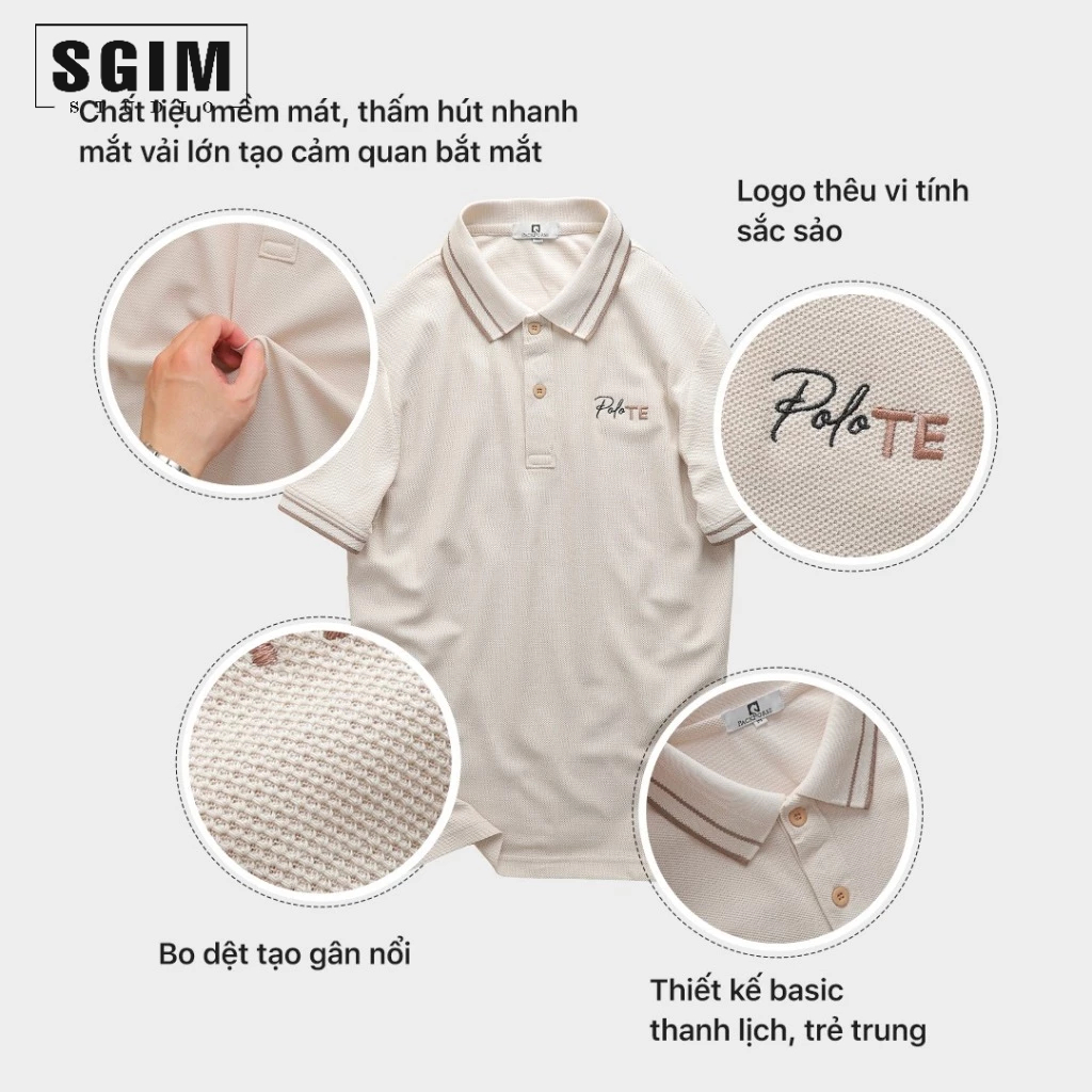 Áo polo TE Sgimstudio cao cấp, Thun cá sấu cotton lục giác mềm mát, co giãn 4 chiều  | Sgimstudio