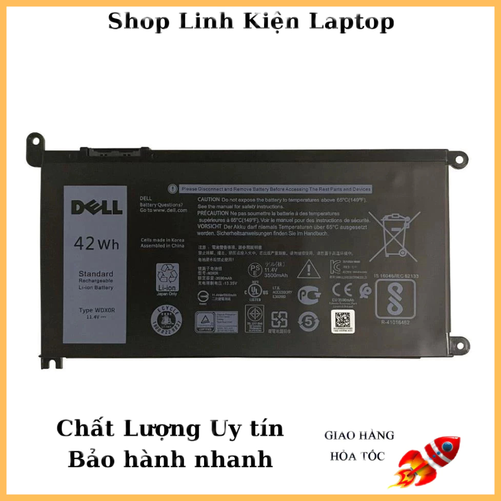 PIN DELL WDX0R 5567 42WH ZIN - 3 CELL 5567 5568 5468 7579 5480 3180 3189 3580 5368 7378 7368 5765 7569 7460 WDX0R