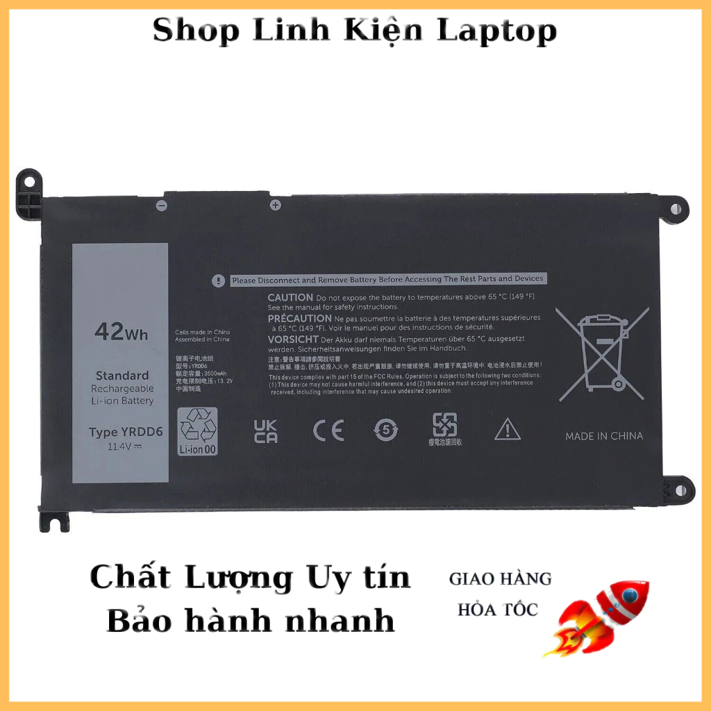 Pin laptop Dell Inspiron 5481 5482 5485 5491 2-in-1 5480 5485 5491 YRDD6 0YRDD6 1VX1H 01VX1H VM732 0VM732 Mới 100%