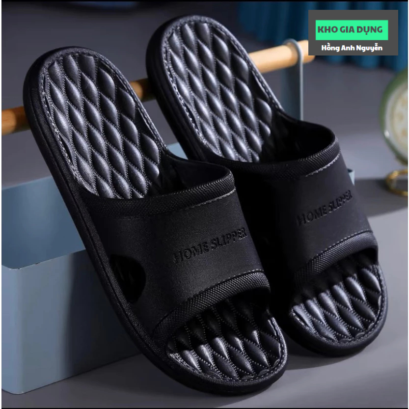 Dép mang nhà nam nữ - đi văn phòng - nhà tắm bằng nhựa dẻo nguyên khối, nhẹ, êm chân, chống trơn trượt