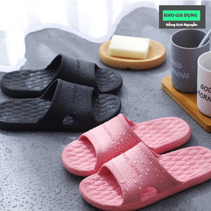 Dép mang nhà nam nữ - đi văn phòng - nhà tắm bằng nhựa dẻo nguyên khối, nhẹ, êm chân, chống trơn trượt