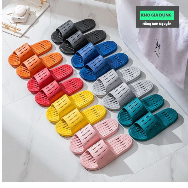 Dép nam nữ có lỗ thoáng khí mang trong nhà, nhà tắm, văn phòng bằng caosu dẻo siêu bền, êm chân, chống trơn