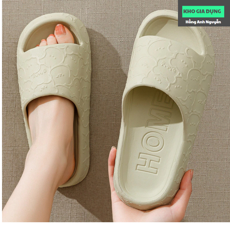 Dép lê, dép xốp quai ngang gấu đi trong nhà, văn phòng,họa tiết gấu EVA siêu nhẹ êm chân, không mùi