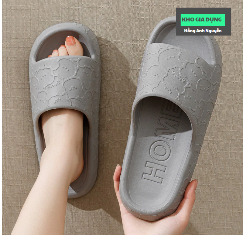 Dép lê, dép xốp quai ngang gấu đi trong nhà, văn phòng,họa tiết gấu EVA siêu nhẹ êm chân, không mùi