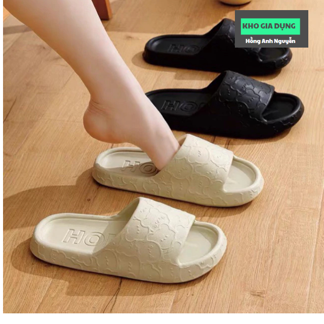 Dép lê, dép xốp quai ngang gấu đi trong nhà, văn phòng,họa tiết gấu EVA siêu nhẹ êm chân, không mùi