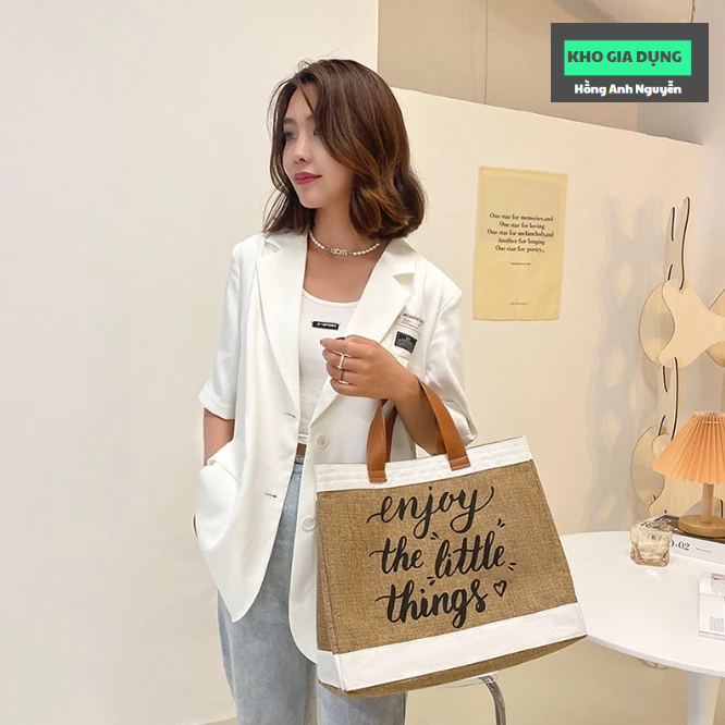 Túi cói tote vintage đi biển,thời trang dạo phố, túi xách tay size lớn