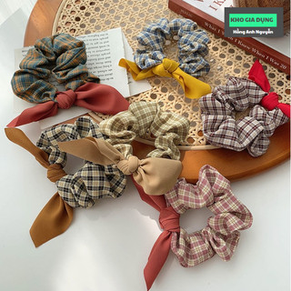 Dây cột tóc vintage Hàn Quốc, chun buộc tóc kiểu nơ hot Trend