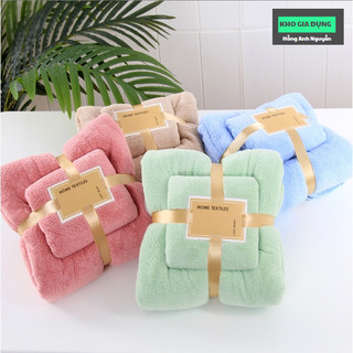 [Set 2] khăn tắm lông cừu xuất Hàn cỡ lớn, siêu mềm mịn thấm hút tốt