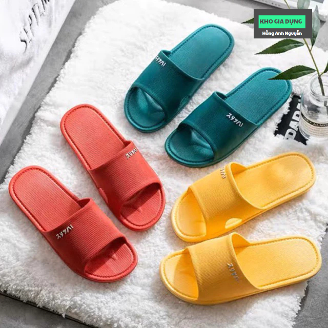 Dép mang trong nhà, văn phòng nam nữ, bằng cao su dẻo đúc nguyên khối mềm nhẹ, chống trơn