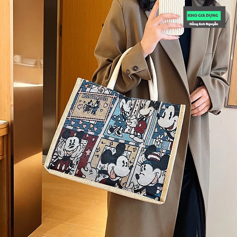 Túi tote thời trang hình MICKEY đi biển, đi chơi mang phong cách Vintage