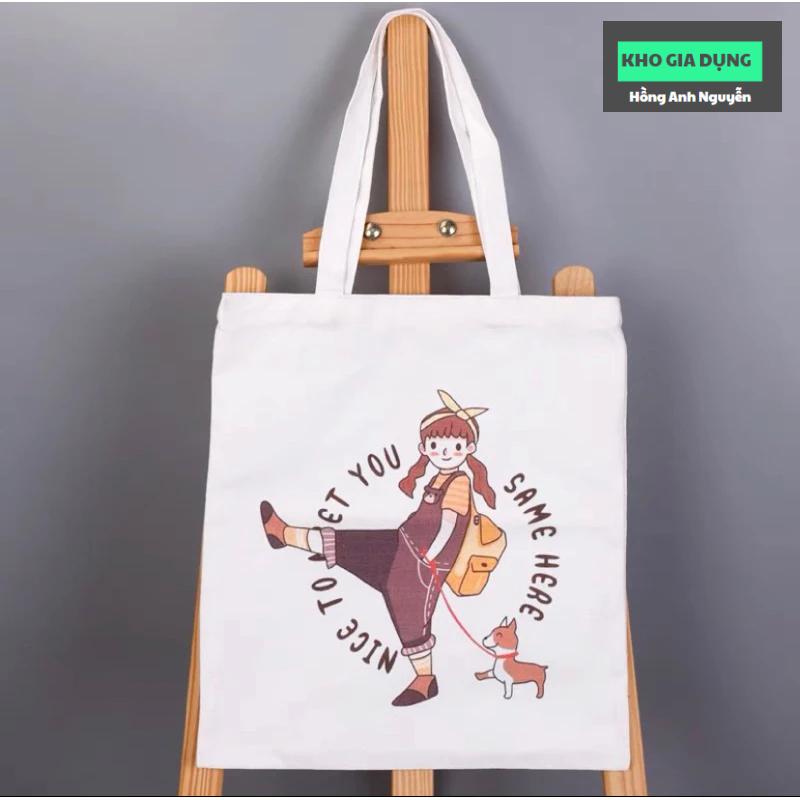 Túi xách vải canvas, TÚI TOTE, nhiều họa tiết dễ thương, phong cách hàn