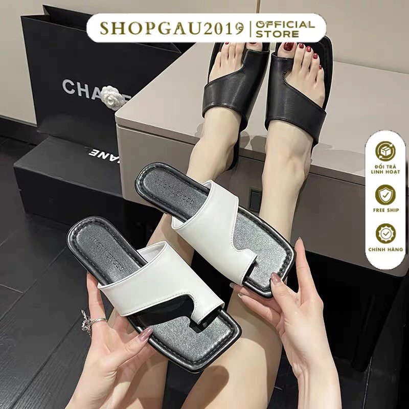 FREE SHIP Dép nữ quai da thời trang dép quai ngang siêu xinh giá tốt 007