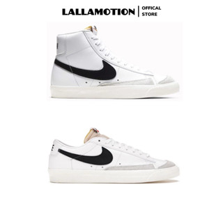 Giày Nike Blazer Low, Mid 77 Vintage White Black - Giày Sneaker Nam Nữ Trắng Đen Cổ Thấp, Cao Thể Thao Full Box Bill