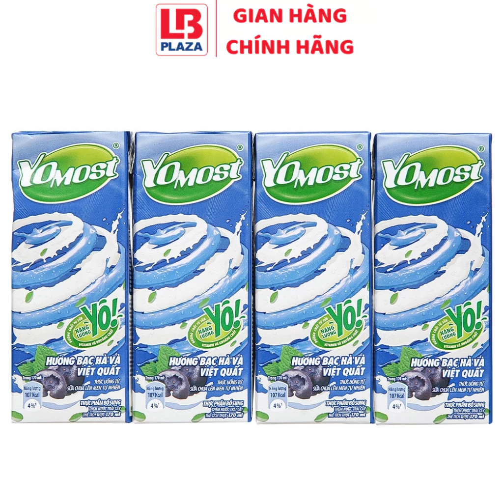 Sữa Yomost 170ml*4 bạc hà việt quất