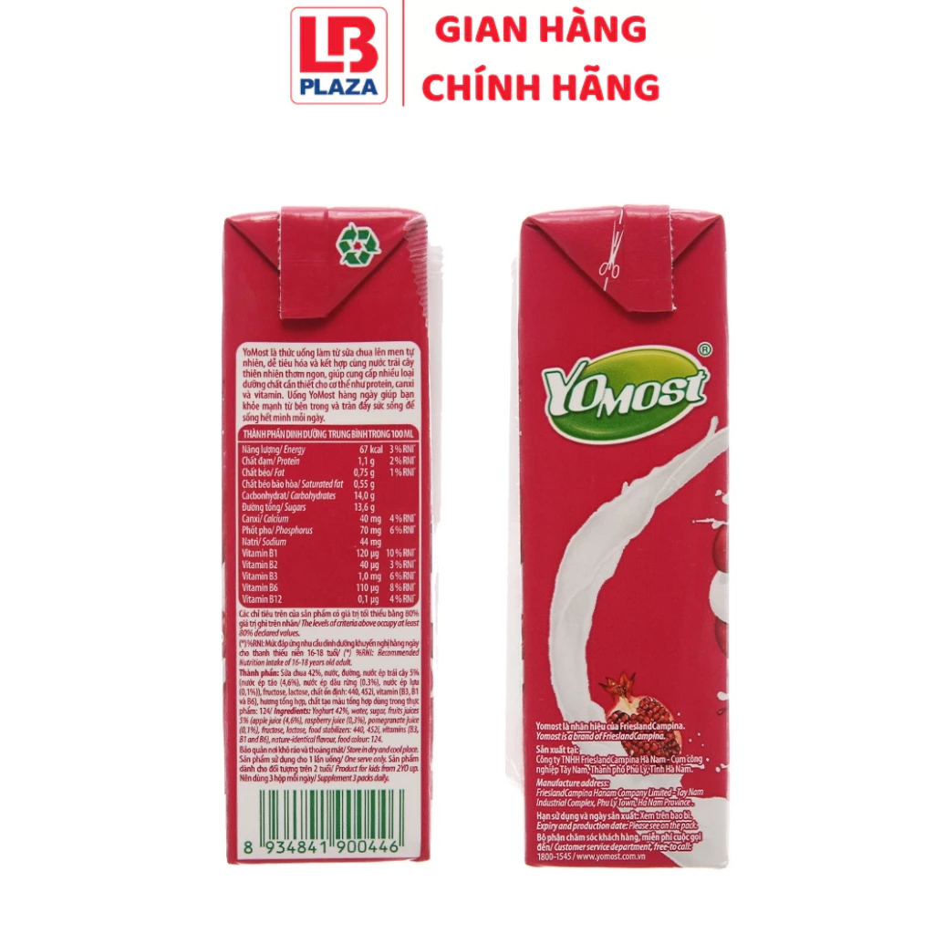 Sữa Yomost 170ml*4 hương lựu
