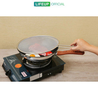 Tấm lưới đậy chảo chắn dầu mỡ có tay cầm inox 304 không gỉ LifeUp
