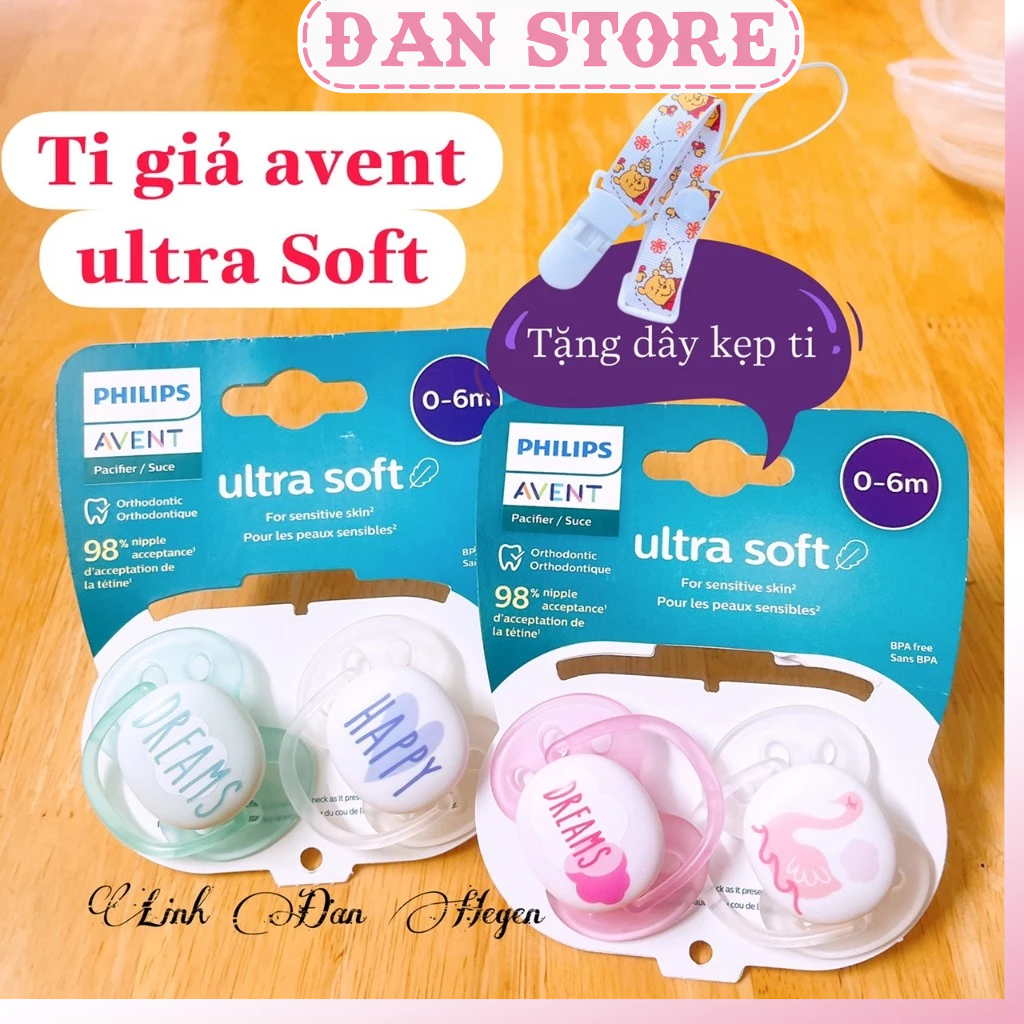 Ti giả avent Ultra Soft siêu mềm cho bé từ sơ sinh 0-6m, 6-18m. Ti giả avent soft chính hãng