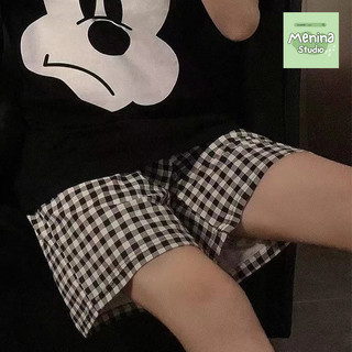 Quần Đùi nữ mặc nhà, mặc ngủ MENINA Studio - Quần đùi caro nữ mặc nhà chất đũi mềm mại, thoáng mát, quần short nữ mặc nh