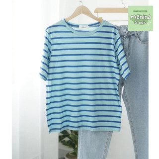 Áo thun nữ form rộng menina_studio chất vải cotton sọc