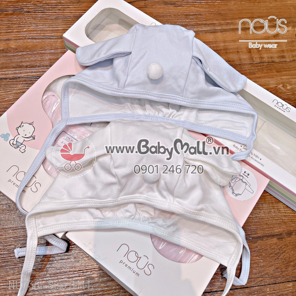 NOUS set 2 nón sơ sinh có tai cột dây