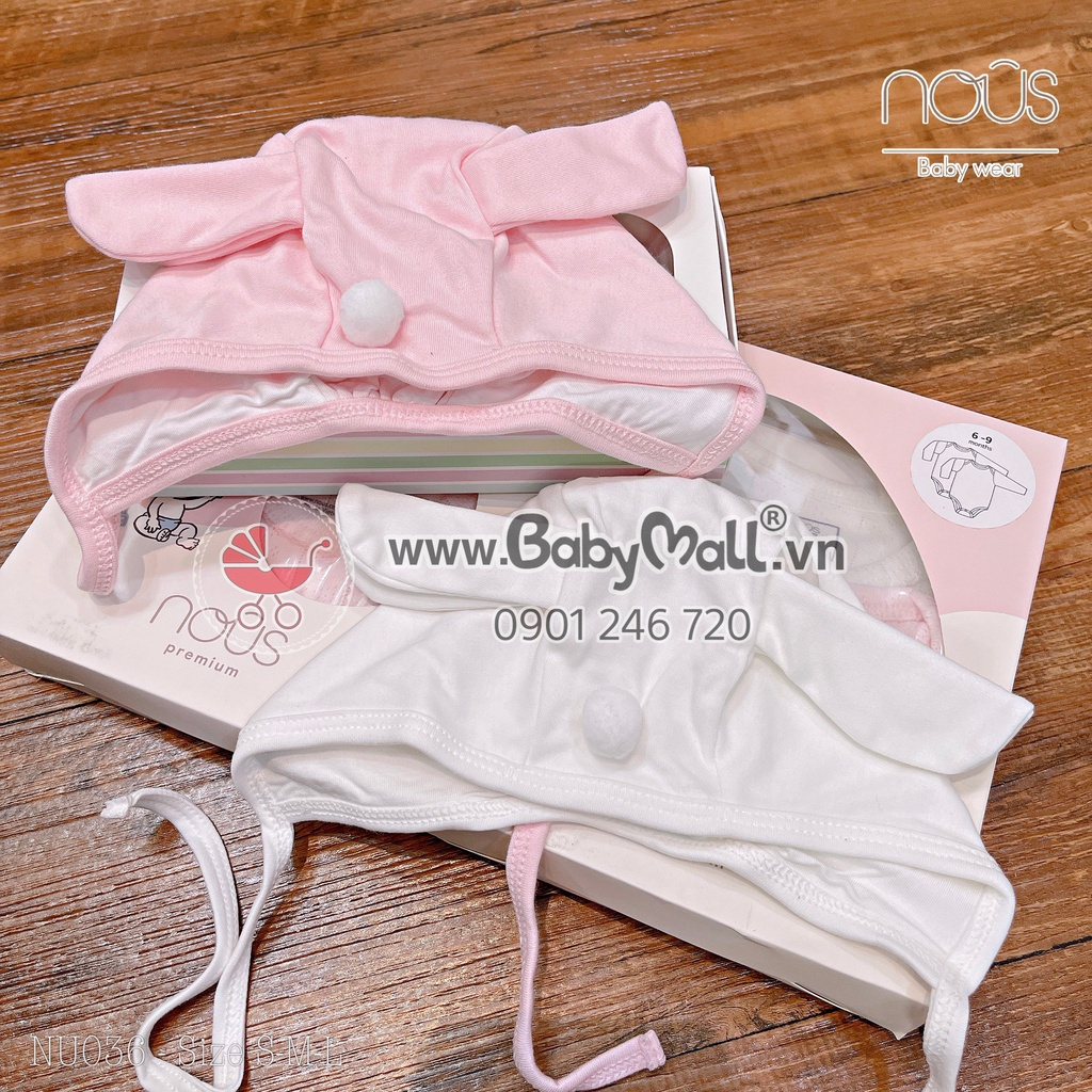 NOUS set 2 nón sơ sinh có tai cột dây