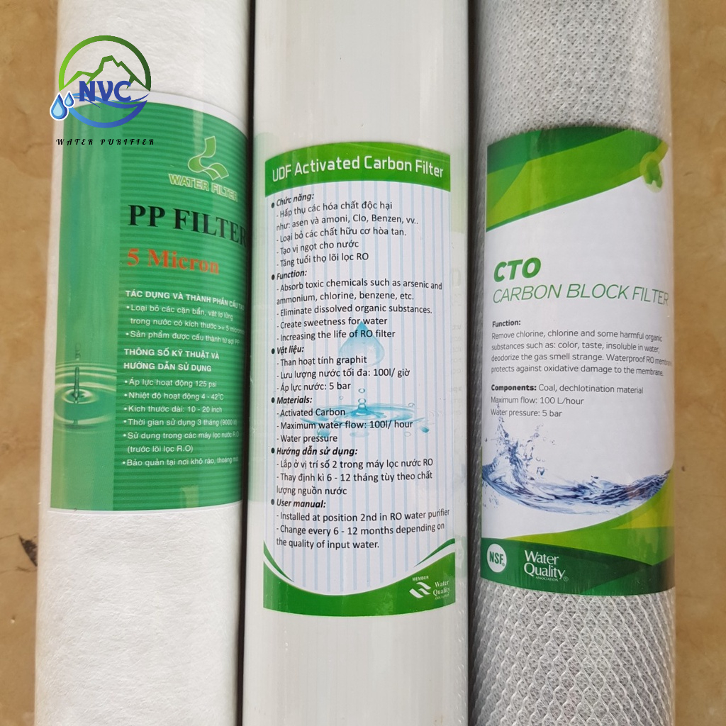 Bộ 3 lõi lọc thô số 123 lọc thô nước sinh hoạt 20 inch