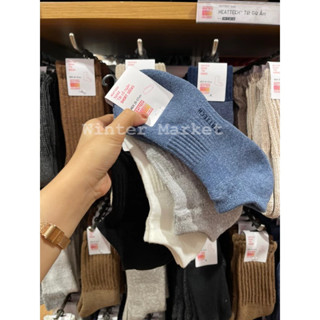 (Cổ Thấp) Vớ đi lạnh heattech dày dặn kháng khuẩn, khử mùi Uniql0, tất đi lạnh mùa đông êm ái, tất cổ ngắn đi lạnh