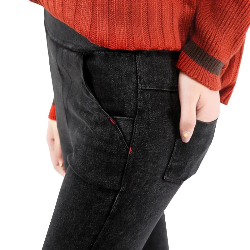 Quần jeans lót lông co giãn ấm áp cho mùa đông freesize từ 50-65kg, quần legging jeans đi lạnh, quần jeans lót lông