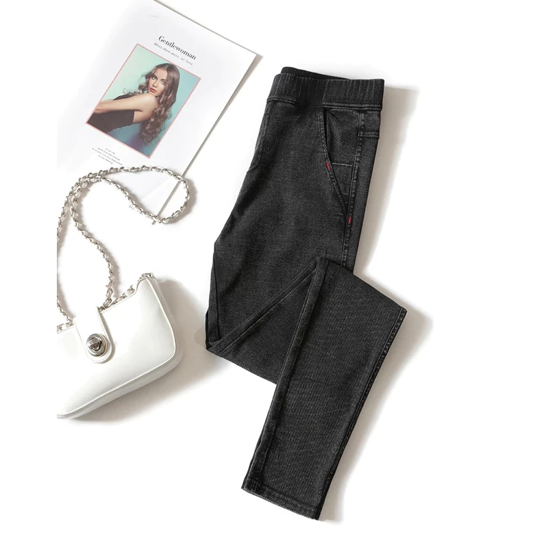 Quần jeans lót lông co giãn ấm áp cho mùa đông freesize từ 50-65kg, quần legging jeans đi lạnh, quần jeans lót lông