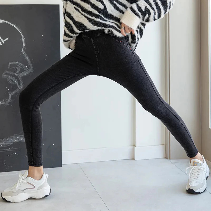 Quần jeans lót lông co giãn ấm áp cho mùa đông freesize từ 50-65kg, quần legging jeans đi lạnh, quần jeans lót lông