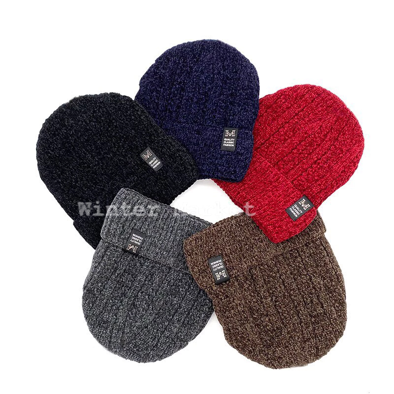 Nón len hai lớp, nón đi lạnh beanies mùa đông, nón len nhung lót lông ấm áp dày dặn