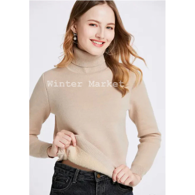 Áo len tăm cổ lọ nữ hai lớp lót lông mềm mại cao cấp, chất len dày dặn co giãn êm ái thời trang, freesize tùe 45-65kg