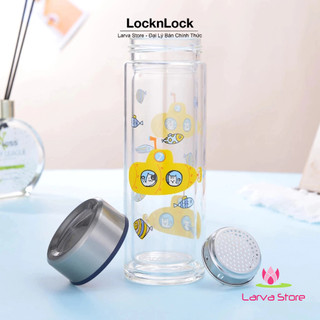 Bình nước thủy tinh chịu nhiệt 2 lớp lock&lock llg627 yel 320ml màu vàng - larva store