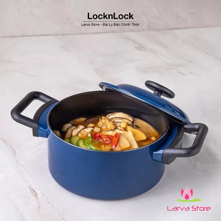 Nồi decor locknlock lòng phủ ceramic chống dính lde1202ih 20cm - màu navi - larva store