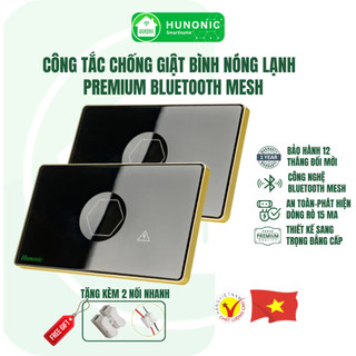   Công Tắc Chống Giật Bình Nóng Lạnh Thông Minh Premium Hình Chữ Nhật Viền Vàng