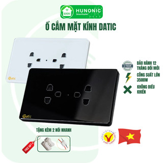  Ổ Cắm Mặt Kính Hunonic Datic 2 Ổ Có Tiếp Địa